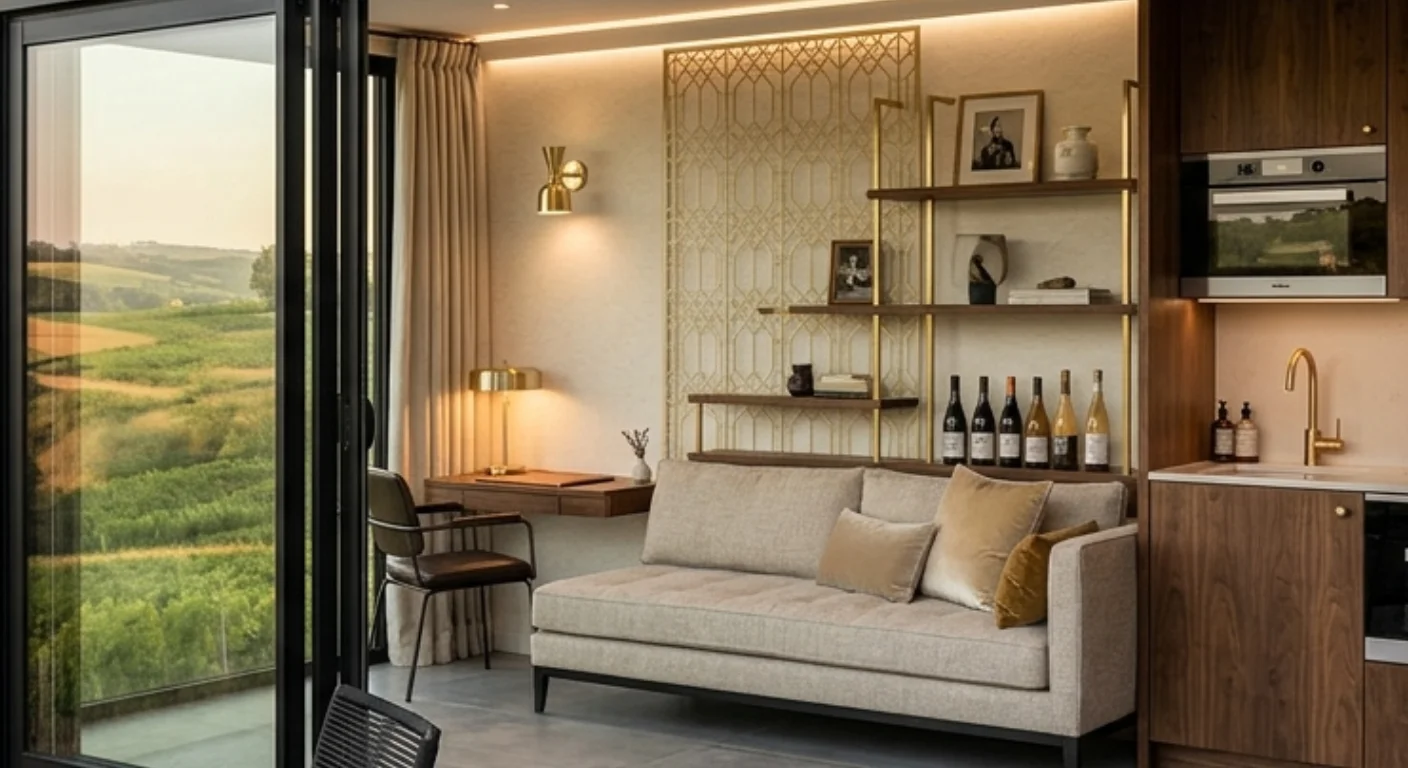 Chambre BnB — tête de lit velours