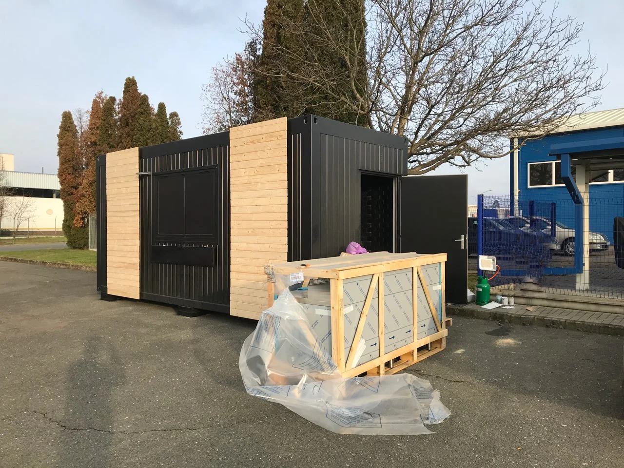 Installation conteneur sur site